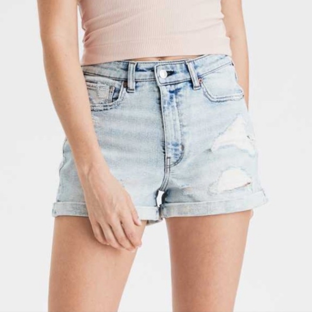 American Eagle Light Wash Mom Shorts